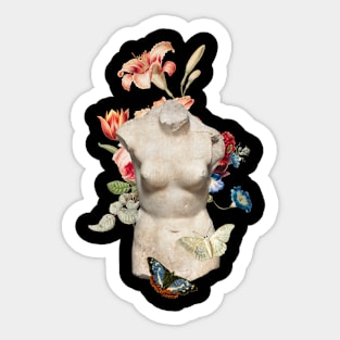 Popular Floral and Sculpture Art Collage, Nude Body Sticker